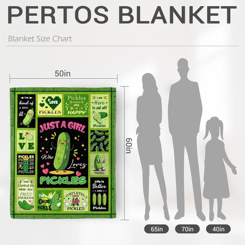 Levens Pickle Blanket Funny Dill Pickle Gifts for Pickle Lovers Girls Women 60"x50", Just A Girl Who Loves Pickles, Pickle Themed Gifts Soft Flannel Food Throw Blanket Pickle Decor for Couch Birthday Gift - Image 5
